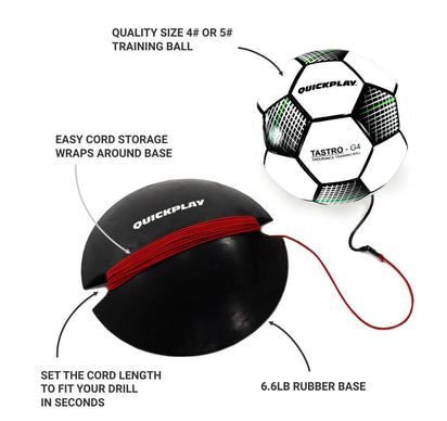 REPLAY Soccer Ball Trainer - Size 4 - QUICKPLAY - Astroturf Backyard instructions rebounder Replay Ball replayball Soccer Soccer Training training ball